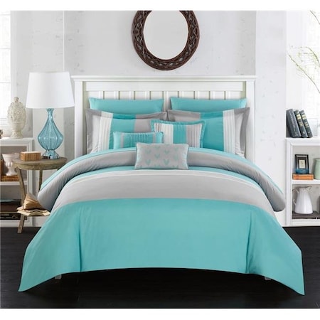 Chic Home BCS00828-US Izar 10 Piece Comforter Set; Turquoise - Queen